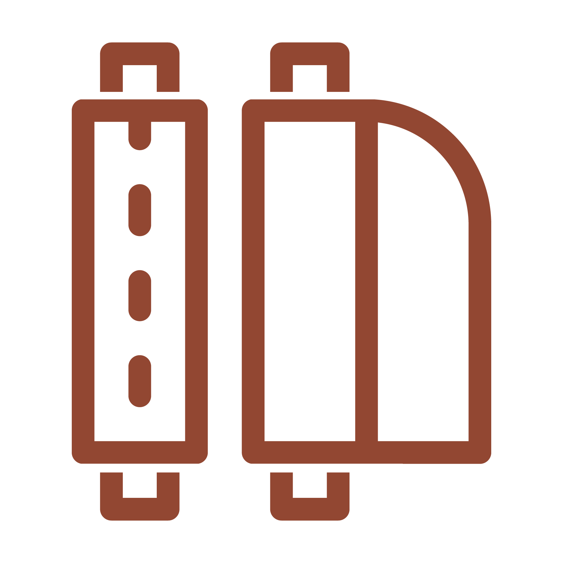Brown line art icon of materials, showcasing the quality of bootmaking materials used by Little's Boot Company.